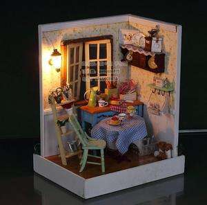   LED Light dollhouse room miniatures secret garden scene with cover