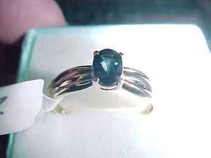   10K GOLD OVAL BLUE SAPPHIRE STUNNING STONE SIZE 7 WITH RING BOX  