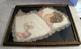 ANTIQUE PICTURE BABY HUMAN HAIR VICTORIAN PICTURE OLD  