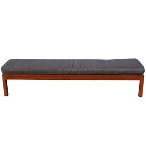 7ft Wood Bench with Striped Fabric Cushions  