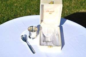 Christofle Gallia Silver Egg cup and Egg Spoon Gift Set  