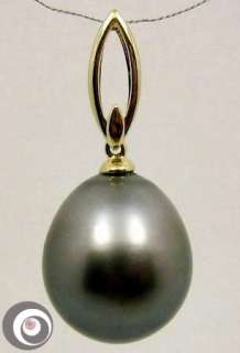 HUGE 16.4 x 13.5mm TAHITIAN PEARL ON 14KY GOLD PENDANT  