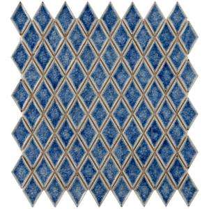  Tile Crackle 12 in. x 12 in. Azure Ceramic Mesh Mounted Mosaic Tile 