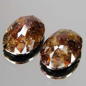 65cts Oval Pair Rose Cut Coffee Brown Natural Diamond  