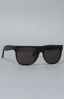 Super Sunglasses The Flat Top Sunglasses in Black Leather  Karmaloop 