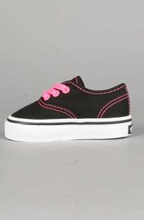 Vans Footwear The Toddler Authentic Sneaker in Black and Neon Pink 