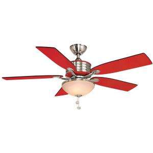   Bay Santa Cruz 52 in. Brushed Nickel with Red Accents Ceiling Fan