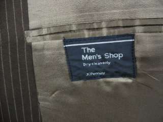 Vintage Mens Brown Stripe Wool Blend 2Pc Suit 42R e52  