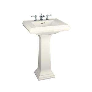   Pedestal Lavatory with 4 in. Centers and Classic Design in Biscuit