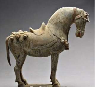 Chinese rare Ceramic sculpture Pottery war horse Statue  