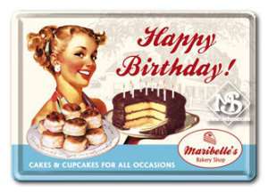 Nostalgie Postkarte   Happy Birthday   Blechschild  