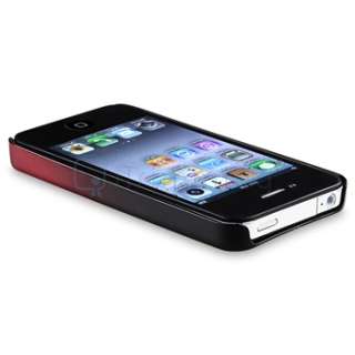 Black to Red Hard Clip on Case Cover+MIRROR LCD Protector for iPhone 4 
