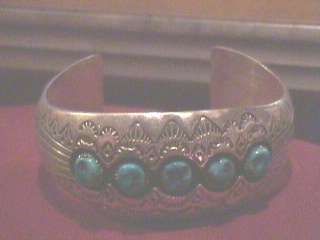 Native American bracelet silver turquoise dead pawn PB  