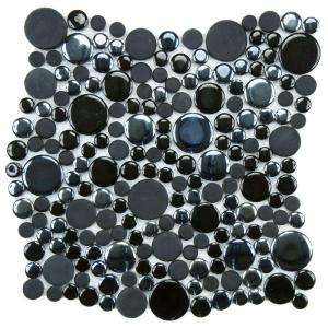 Tile Cosmo Bubble Black 11 1/4 in. x 12 in. Porcelain Mosaic Wall Tile 