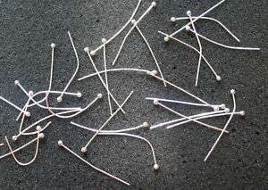 50 pcs Silver Plated Copper Soft Round Head pins 30mm  