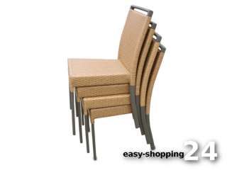 Rattan Polyrattan Sessel Stuhl Tisch Rattan Möbel 4x wi  