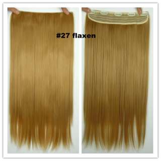 Light Flaxen Color 20 New Straight Clip On Hair Extensions 120g Gift 