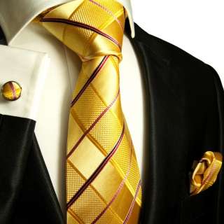 Gold gelbe Krawatten Set 3tg 100% Seide Paul Malone 538  