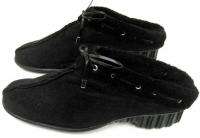 Vaneli Womens Black Suede Fur Lined Slide Mules Clogs Shoes Size 8 1/2 
