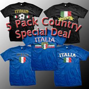 Italia Italy 5 Bulk Pack Mens T shirt Special Soccer  