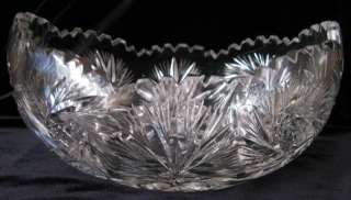 Cut Pinwheel Crystal Glass Oval Centerpiece Fruit Bowl  