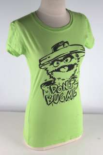 Sesame Street Neon Green Oscar Dont Bug Me Tee Shirt JUNIOR 2558 