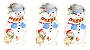 Ceramic Decals Snowman and Christmas Kitten 1 3/8 inch  