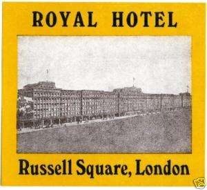 Royal Hotel ~RUSSELL SQUARE LONDON~ Old Luggage label  