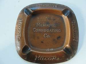   CORUGATING COMPANY ADVERTISING OLD COLLECTABLE METAL ASHTRAY,  