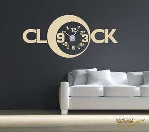 Wandtattoo Uhr moderne Wanduhr Retro – Clock Wohnzimmer  