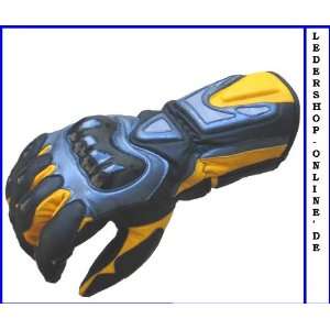 Leder Motorrad Handschuhe Farbe  Gelb  Sport & Freizeit