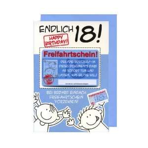 Geburtstagskarte mit FREIFAHRTSCHEIN zum 18. Geburtstag 