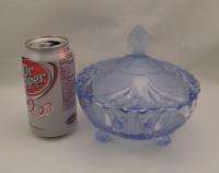 Cambridge Glass Caprice Alpine Blue Candy Box~3 Footed w/ Lid 