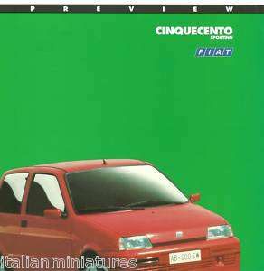 Fiat Cinquecento Sporting Preview Brochure MINT English  