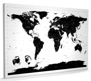 Map of the World Map CANVAS A1 (34x22 inch), Black and White   m411 