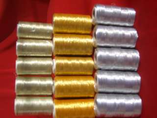 15 Metallic Embroidery   5 Gold 5 light Gold 5 Silver  