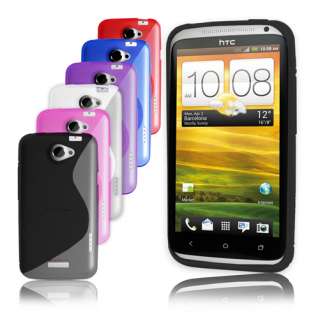 LINE WAVE GEL CASE COVER FOR HTC ONE X & SCREEN PROTECTOR  