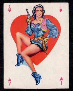   PLAYING CARDS.CARTE JOUER.PIN UP.COW GIRL.HEART ACE.AS.