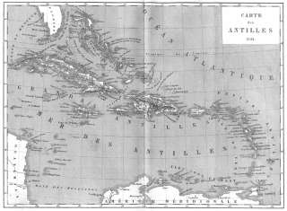WEST INDIES Amerique Carte des Antilles 1844, 1875 map  