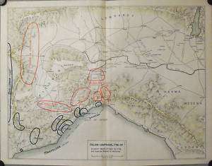 Italy Napoleon Campaign Battle Map 1796 Hand Colored  