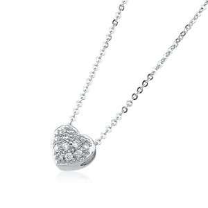  Diamond Heart Necklace In 14 Karat White Gold, 1/6 Carat Jewelry