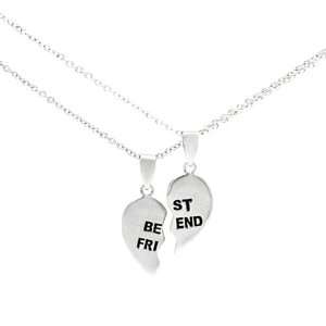  Friends Heart Double Necklace Set .925 Stamp Hypoallergenic Jewelry