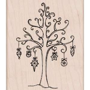   Arts Mounted Rubber Stamps Tree With Ornaments Arts, Crafts & Sewing