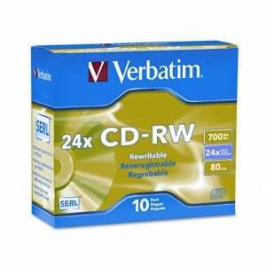  Verbatim CD RW Discs 700MB/80min 24x With Slim Jewel Cases 