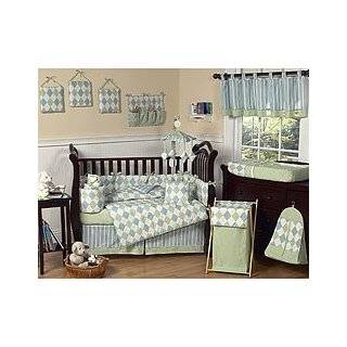 Baby Crib Bedding: Baby Crib Blue & Green Dots & Stripes Crib Bedding 