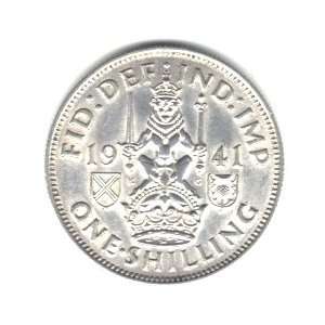 1941 Great Britain U.K. England Shilling Coin with Scottish Crest KM 
