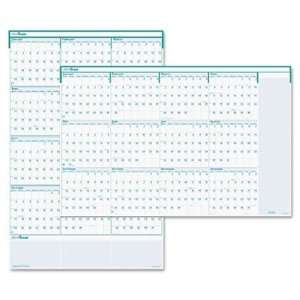   Erasable Yearly Wall Calendar for 2009, 24 X 37, Teal