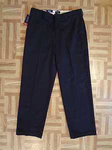   Premium Black Khaki Chino Flat Front Pants 33 30 NWT Comfort Waistband