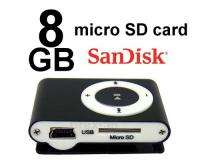 Mini Clip  Player black + Sandisk 8GB Micro SD HC SDHC Card  