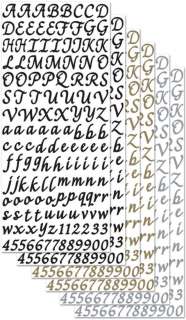 LETTERS & NUMBERS Black, Gold & Silver Metallic Sticko Stickers 840pc 